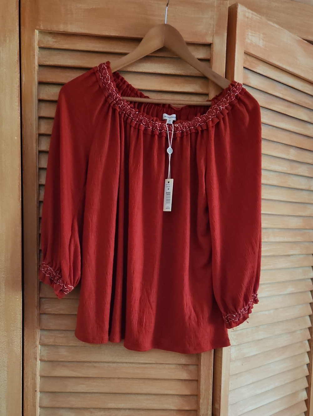 Off-Shoulder Rustic Red Women's Top
